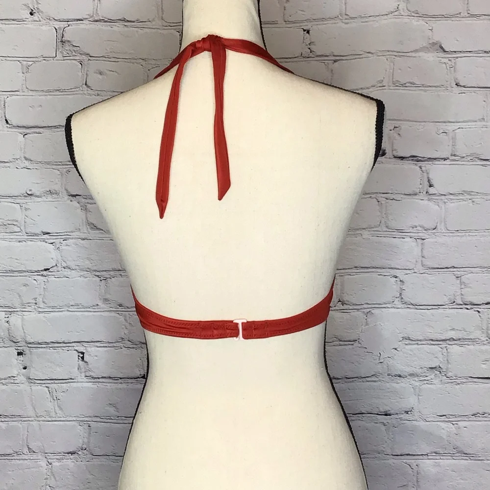 Shade & Shore Rust Halter Style Padded Laser Cut Bikini Top 34B